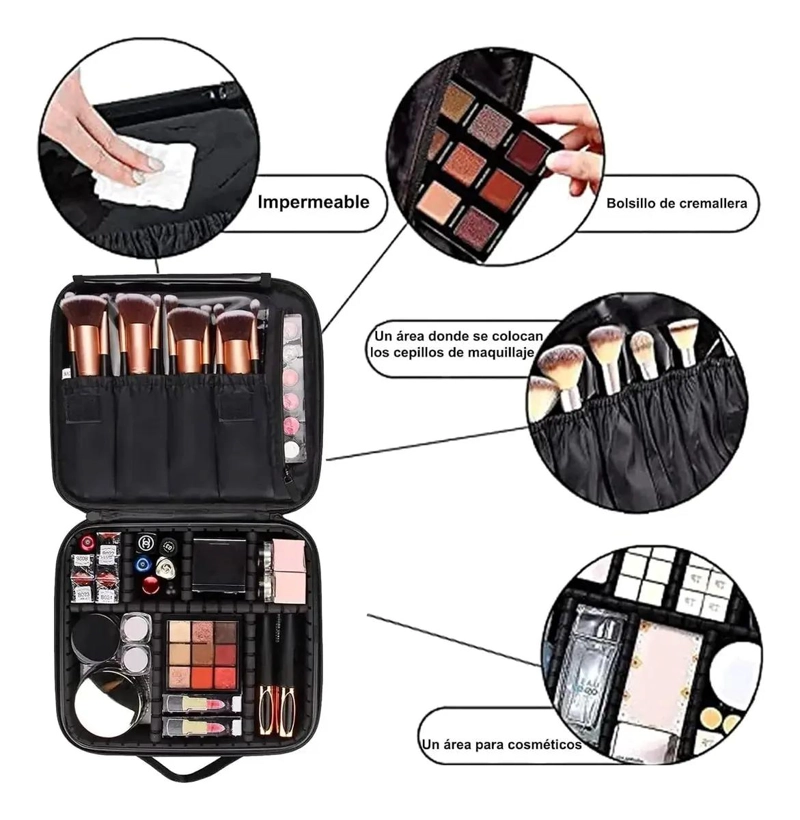 ORGANIZADOR DE MAQUILLAJE PORTATIL CON DIVISOR AJUSTABLE - 4