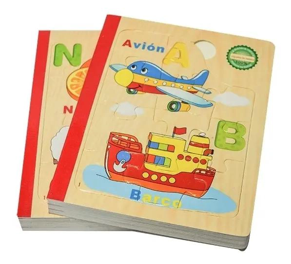 PACK DE 2 LIBROS DE MADERA CON ROMPECABEZAS ABECEDARIO - 2