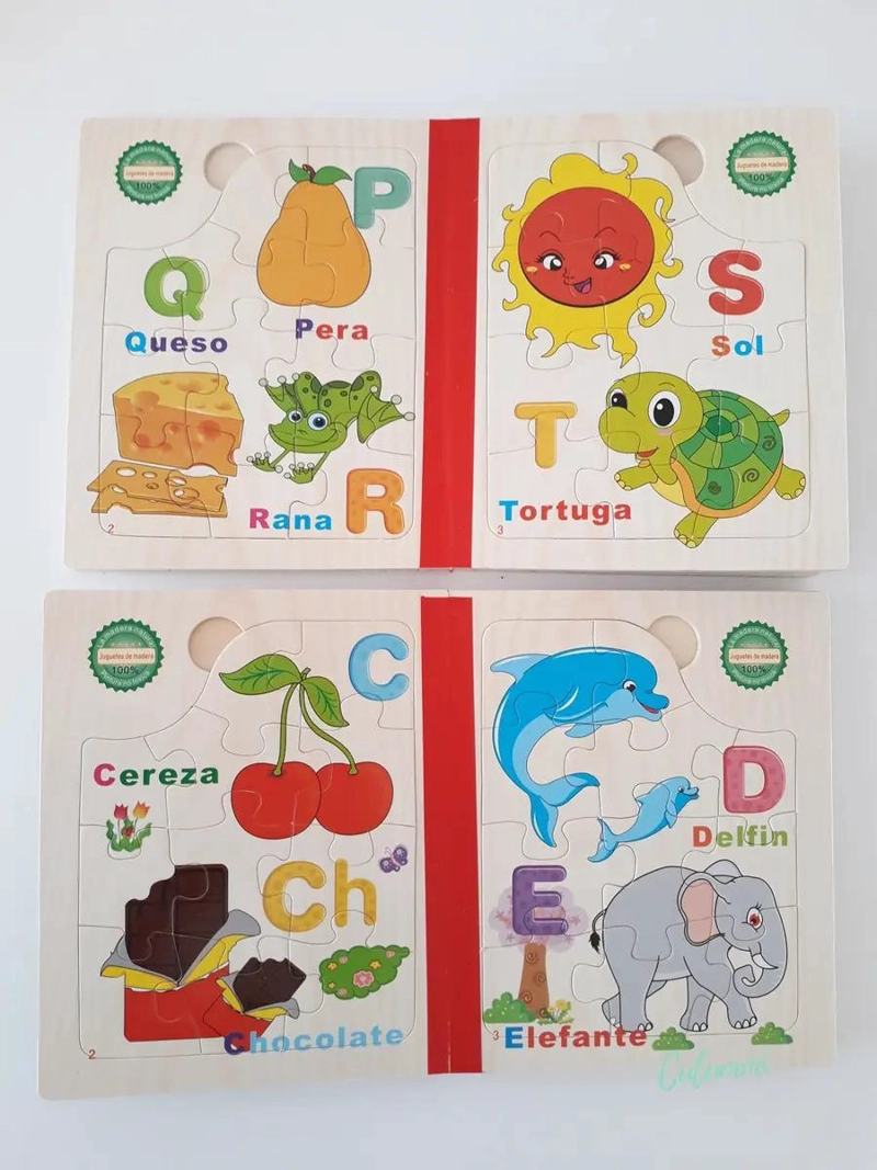 PACK DE 2 LIBROS DE MADERA CON ROMPECABEZAS ABECEDARIO - 4