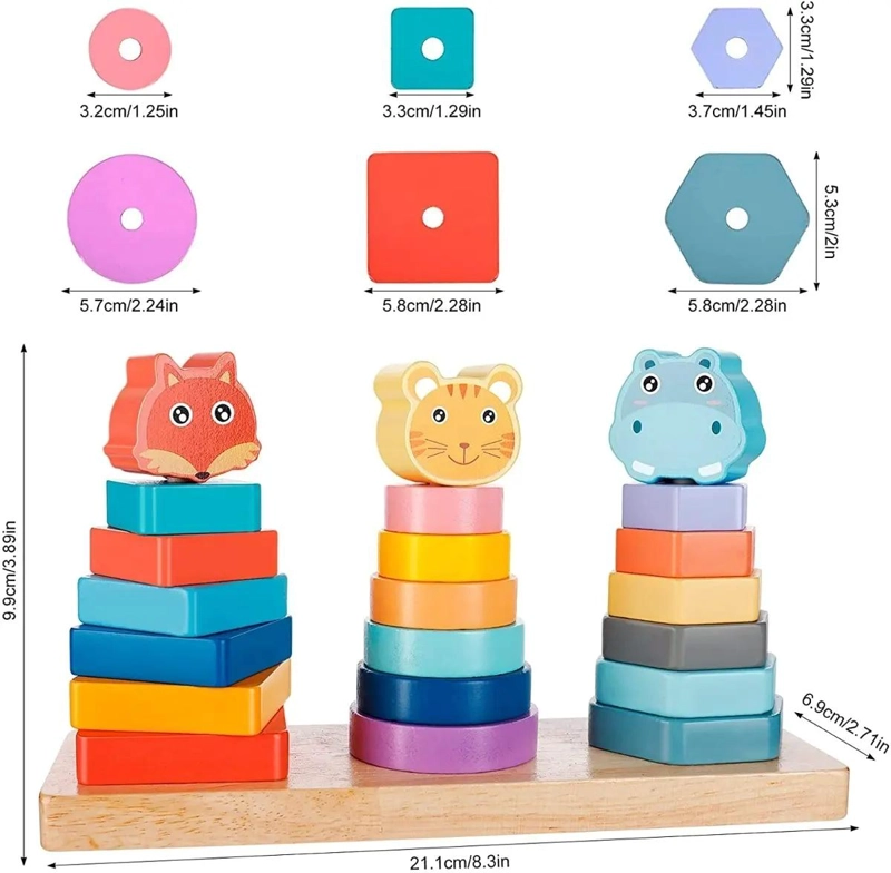 BLOQUES DE CONSTRUCCION MONTESSORI TORRE DE MADERA PARA NIÑOS - 4