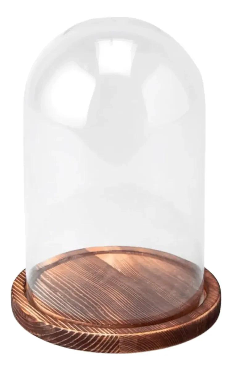 CUPULA DE CRISTAL CON BASE DE MADERA PARA DECORACION ELEGANTE - 3