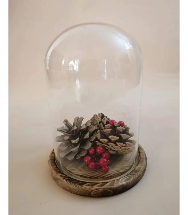 CUPULA DE CRISTAL CON BASE DE MADERA PARA DECORACION ELEGANTE - 8