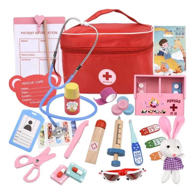 SET DE DOCTOR DE MADERA PARA JUEGOS DE ROL INFANTIL - 1