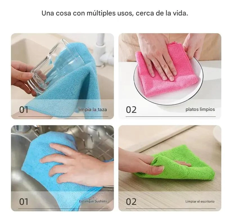 PAQUETE DE 12 PAÑOS DE COCINA DE MICROFIBRA ABSORBENTES - 3