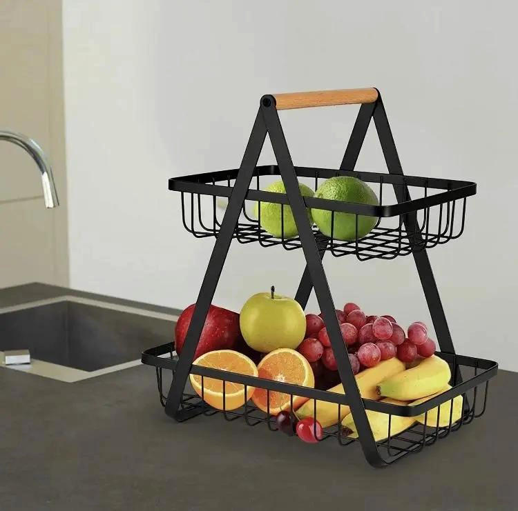 CANASTA ORGANIZADOR DE FRUTAS Y VERDURAS DE DOS NIVELES - 4