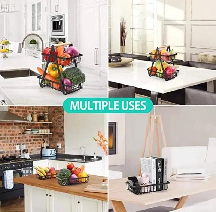 CANASTA ORGANIZADOR DE FRUTAS Y VERDURAS DE DOS NIVELES - 6