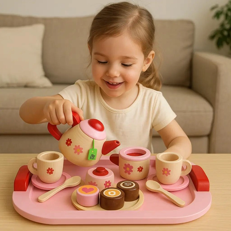SET DE TE  DE MADERA PARA NIÑOS JUEGO DIDACTICO ESTILO MONTESSORI - 4