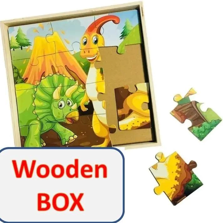 SET DE 4 ROMPECABEZAS DE MADERA CON DINOSAURIOS PARA NIÑOS - 6