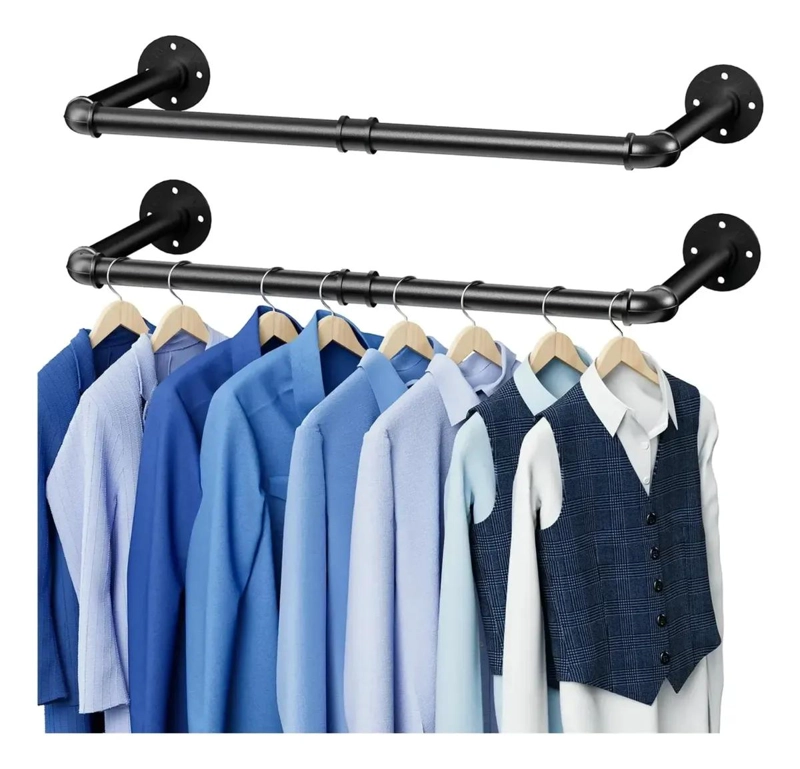 SET DE 2 PERCHEROS DE PARED ESTILO INDUSTRIAL DE HIERRO - 1