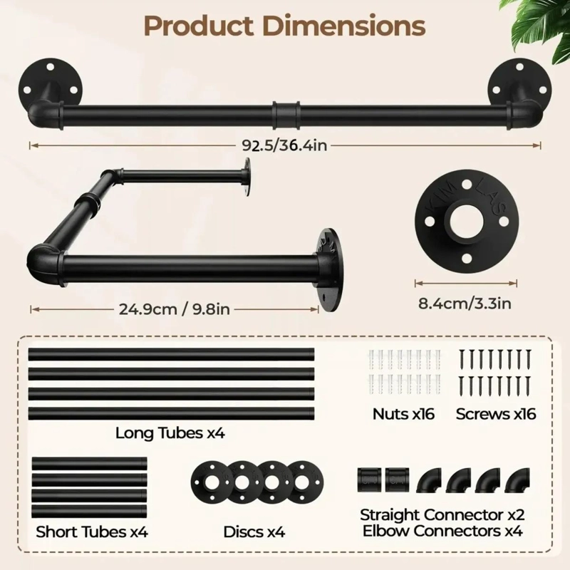 SET DE 2 PERCHEROS DE PARED ESTILO INDUSTRIAL DE HIERRO - 5