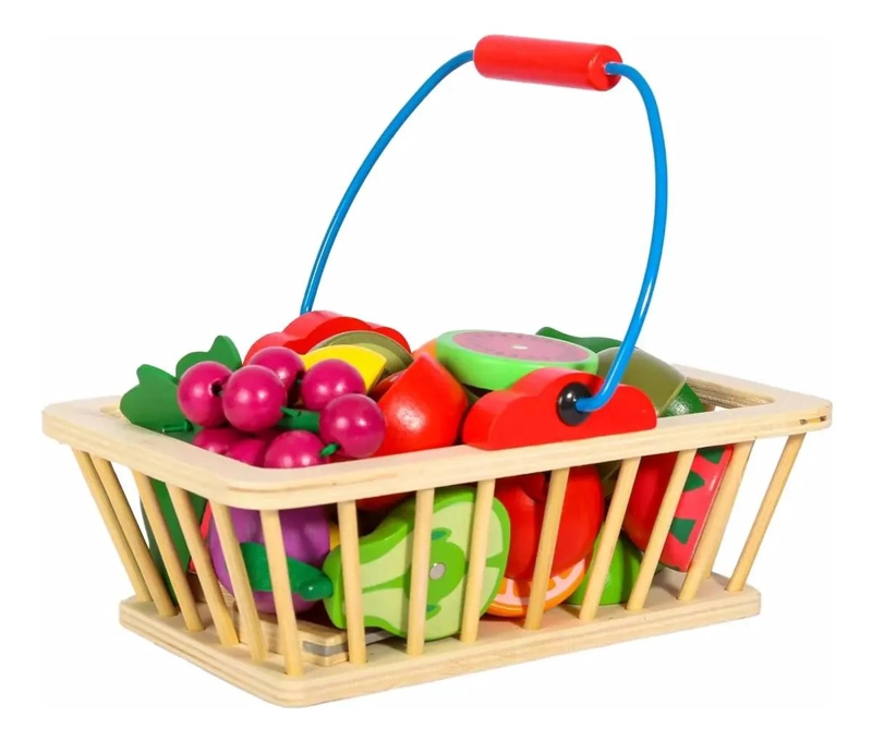 CANASTO DE JUGUETE PARA FRUTAS Y VERDURAS DE MADERA 16 PIEZAS - 2
