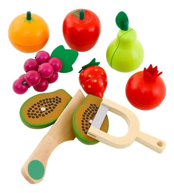 CANASTO DE JUGUETE PARA FRUTAS Y VERDURAS DE MADERA 16 PIEZAS - 4