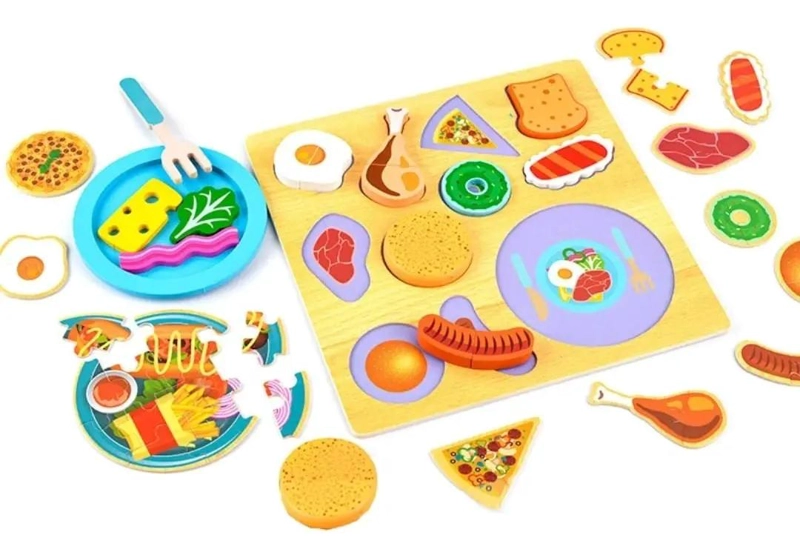 JUEGO DE COCINA DE MADERA CON ALIMENTOS PARA NIÑOS - 5