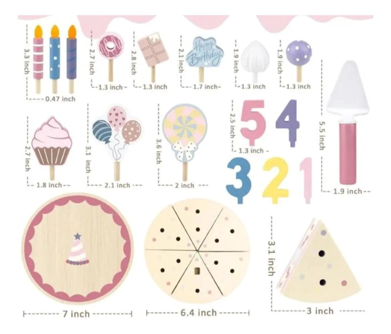 TORTA DE CUMPLEAÑOS DE MADERA DIDACTICA PARA NIÑOS - 4