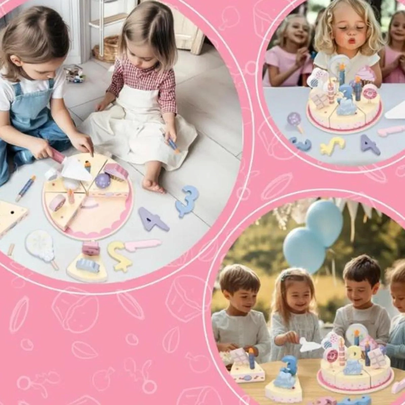 TORTA DE CUMPLEAÑOS DE MADERA DIDACTICA PARA NIÑOS - 6