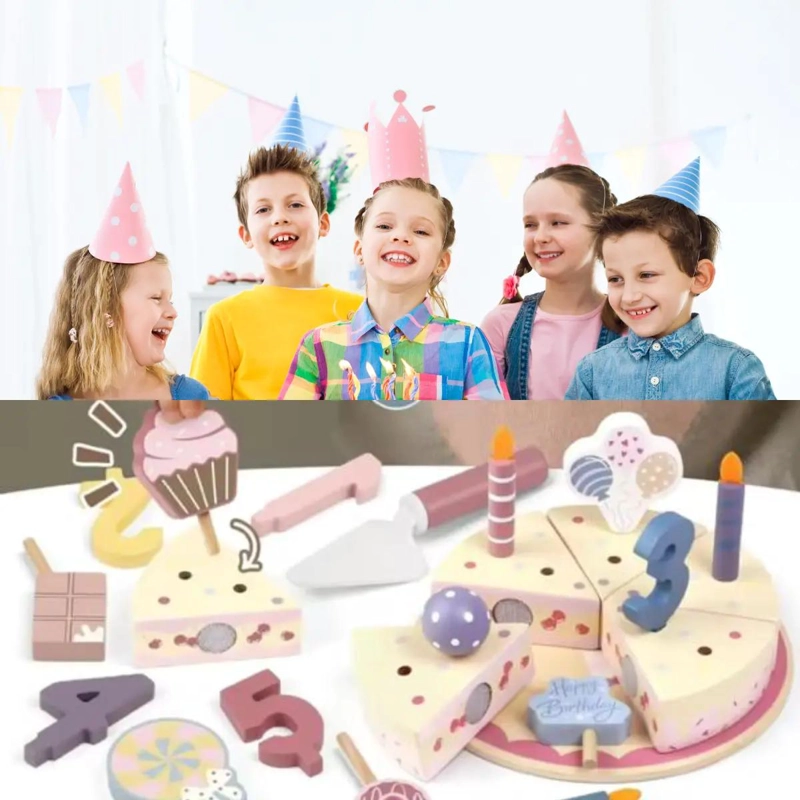 TORTA DE CUMPLEAÑOS DE MADERA DIDACTICA PARA NIÑOS - 7