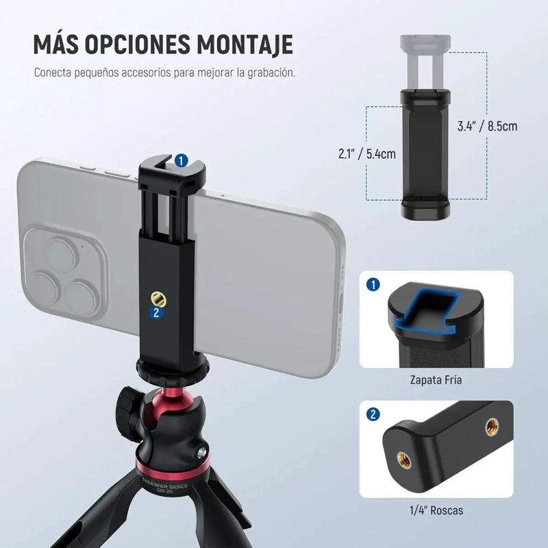 MINI TRIPODE PORTATIL PARA CAMARAS Y SMARTPHONES CON ROTACION 360° - 2