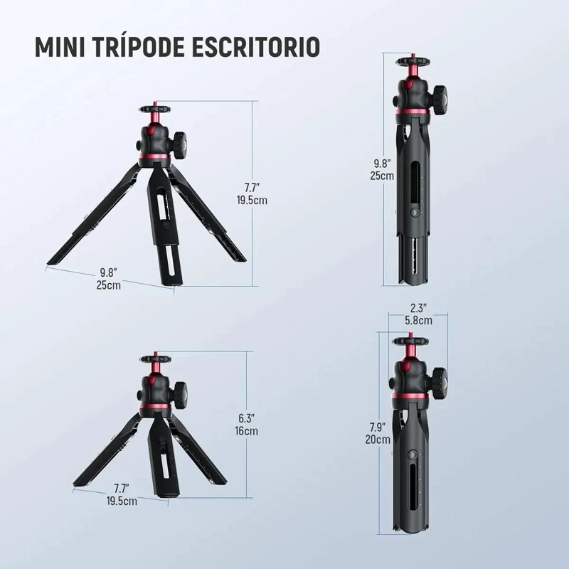 MINI TRIPODE PORTATIL PARA CAMARAS Y SMARTPHONES CON ROTACION 360° - 9