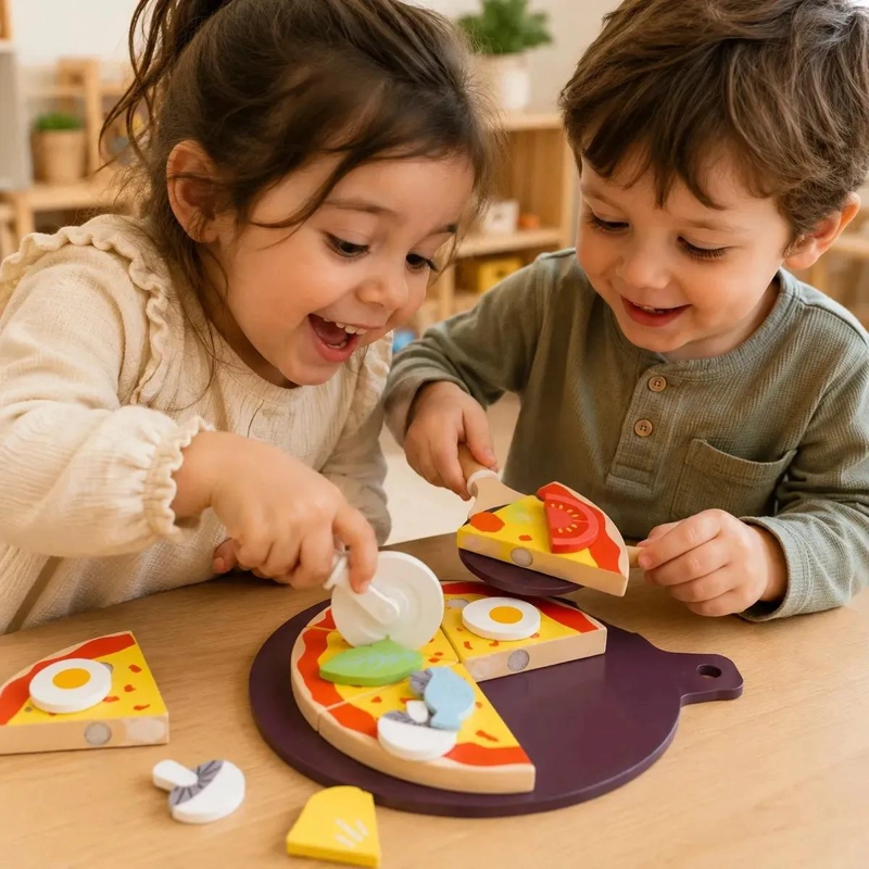 SET DIDACTICO DE COCINA CON PIEZAS DE MADERA PARA NIÑOS - 4