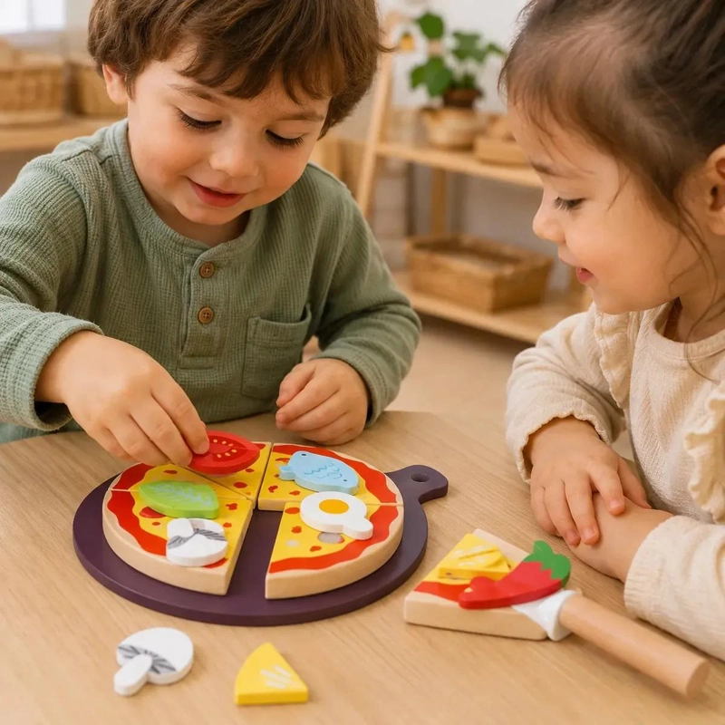 SET DIDACTICO DE COCINA CON PIEZAS DE MADERA PARA NIÑOS - 7