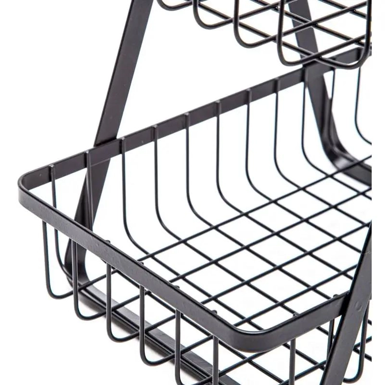 CANASTO DOBLE ORGANIZADOR DE FRUTAS Y VERDURAS EN METAL NEGRO - 2