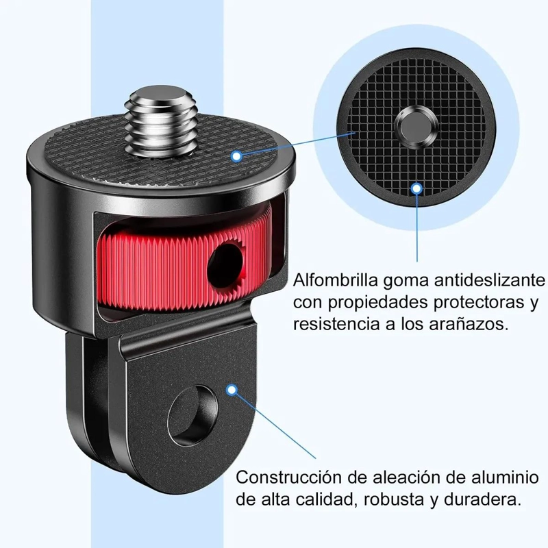 ADAPTADOR DE TRIPODE GIRATORIO 360° DE ALUMINIO PARA CAMARAS - 5