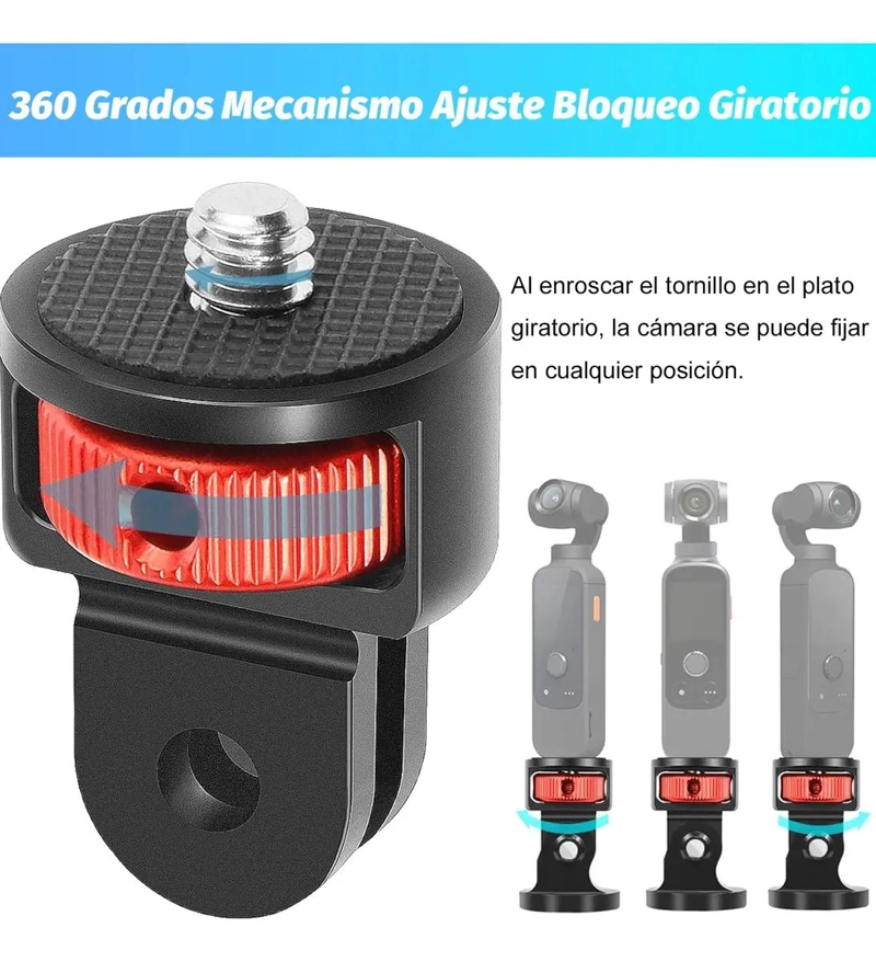 ADAPTADOR DE TRIPODE GIRATORIO 360° DE ALUMINIO PARA CAMARAS - 6