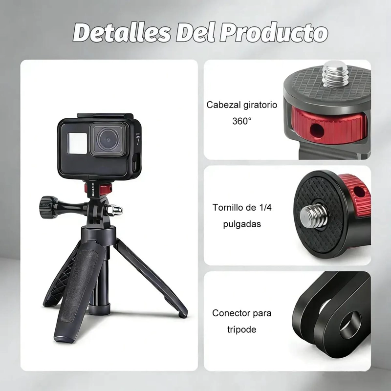 ADAPTADOR DE TRIPODE GIRATORIO 360° DE ALUMINIO PARA CAMARAS - 7