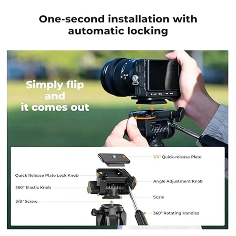 TRIPODE DE ALUMINIO COMPACTO PARA CAMARA Y CELULAR CON ADAPTADOR - 3