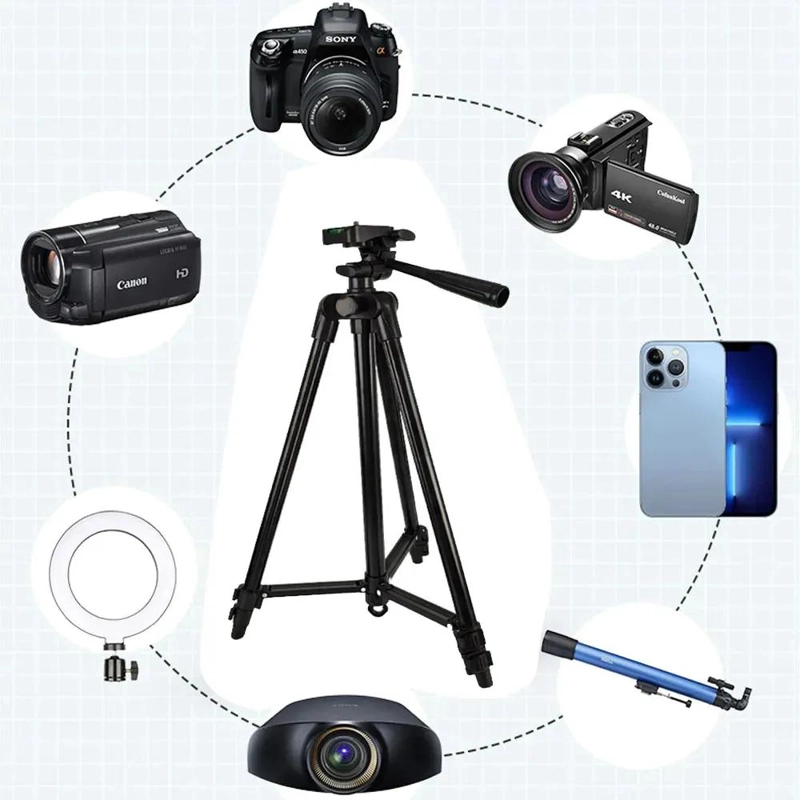 TRIPODE DE ALUMINIO COMPACTO PARA CAMARA Y CELULAR CON ADAPTADOR - 4