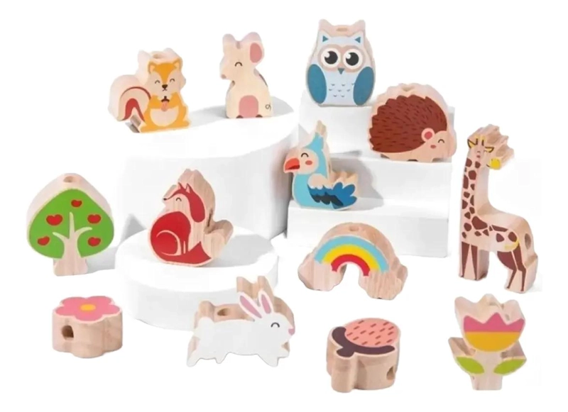 JUEGO DIDACTICO ARBOL DE MADERA CON ANIMALES Y ENHEBRADOR - 2