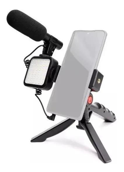KIT DE VLOGGING MOVIL CON LUZ LED Y MICROFONO UNIDIRECCIONAL - 3