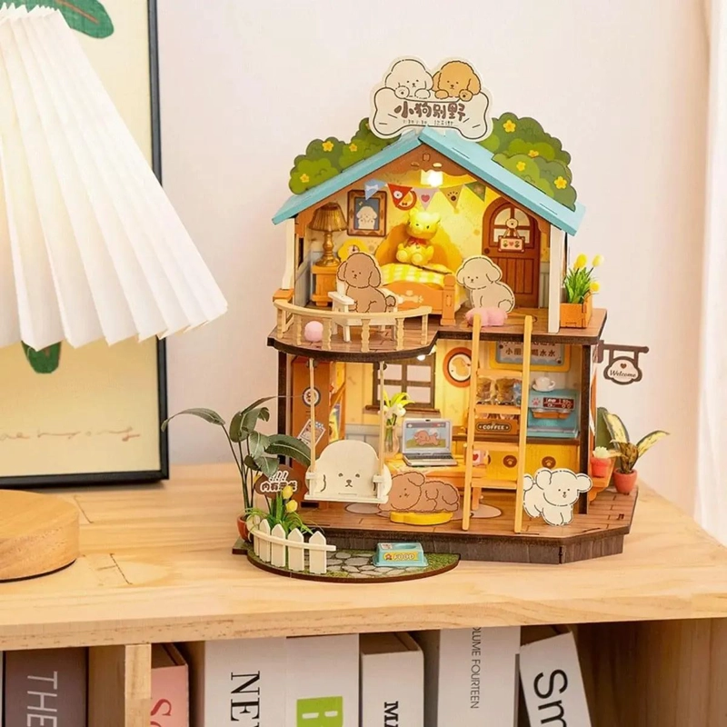 CASA MINIATURA ACOGEDORA VILLA PARA CACHORROS DIY - 2
