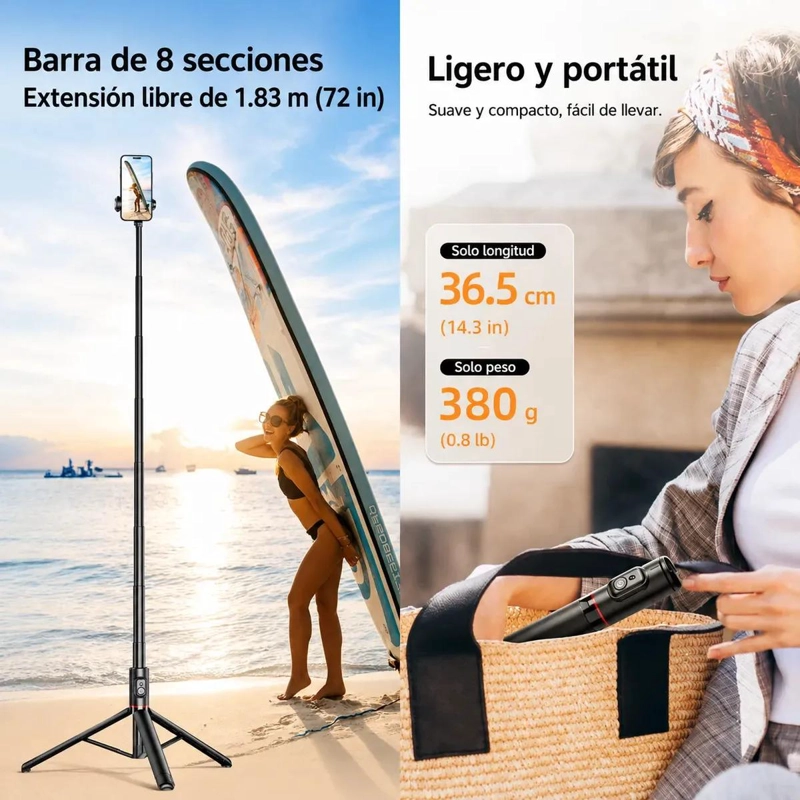 TRIPODE PORTATIL Y SELFIE STICK C10 PARA CELULARES - 3