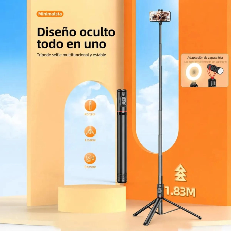 TRIPODE PORTATIL Y SELFIE STICK C10 PARA CELULARES - 4