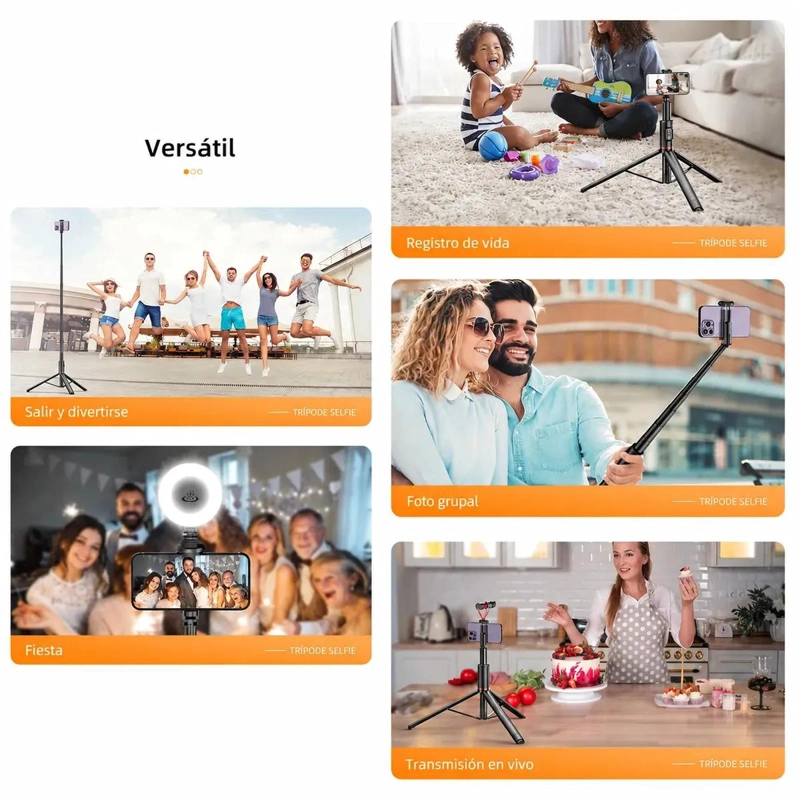 TRIPODE PORTATIL Y SELFIE STICK C10 PARA CELULARES - 5