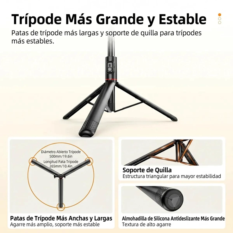 TRIPODE PORTATIL Y SELFIE STICK C10 PARA CELULARES - 8