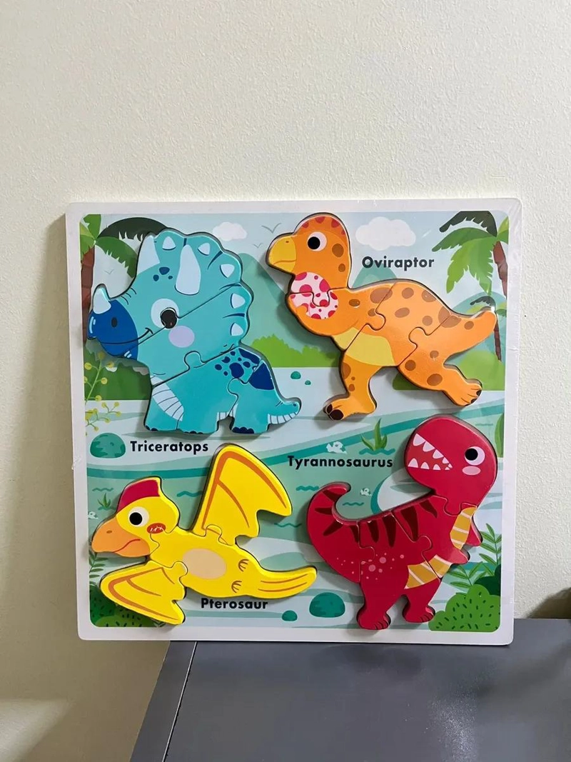 PUZZLE DIDACTICO DE MADERA CON DINOSAURIOS PARA NIÑOS - 4