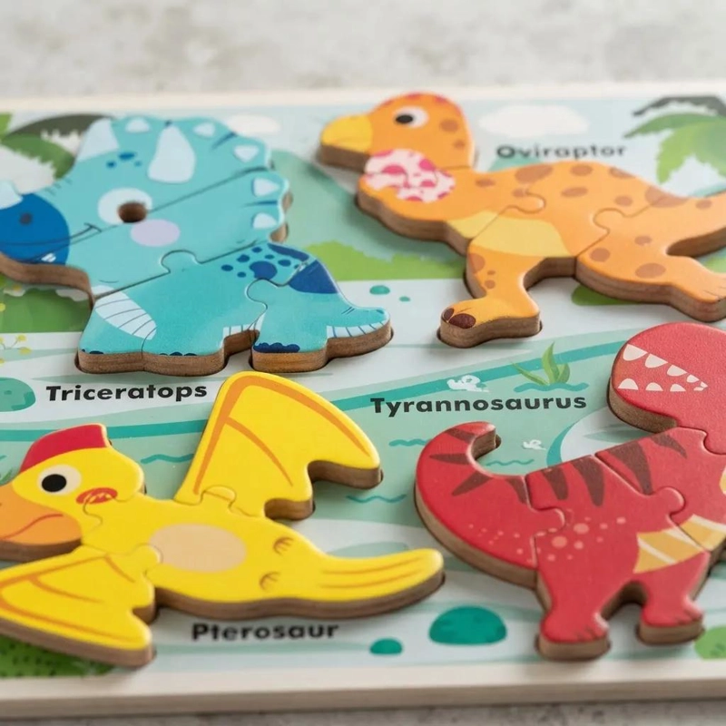 PUZZLE DIDACTICO DE MADERA CON DINOSAURIOS PARA NIÑOS - 6