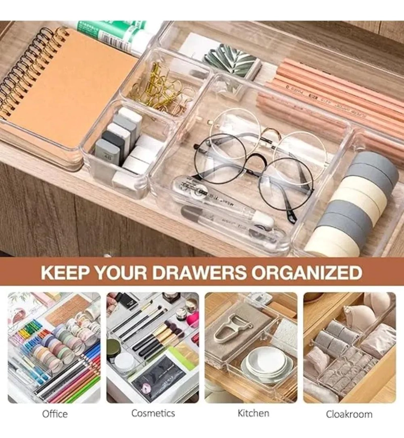 ORGANIZADOR DE CAJONES TRANSPARENTE MULTIUSO CON 36 PIEZAS - 5