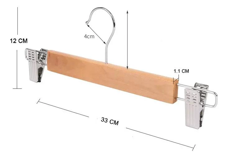 PACK DE 10 COLGADORES DE MADERA CON PINZAS PARA ROPA - 6