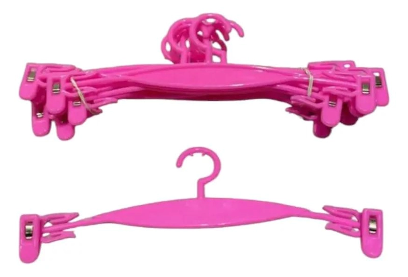 PACK DE 30 COLGADORES ROSADOS CON PINZAS PARA ROPA INFANTIL - 2