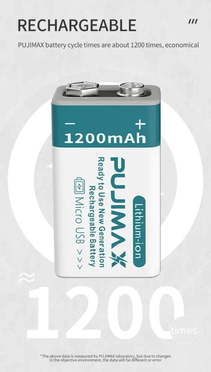 BATERIA RECARGABLE DE LITIO 9V 1200MAH PARA MULTIPLES USOS - 4