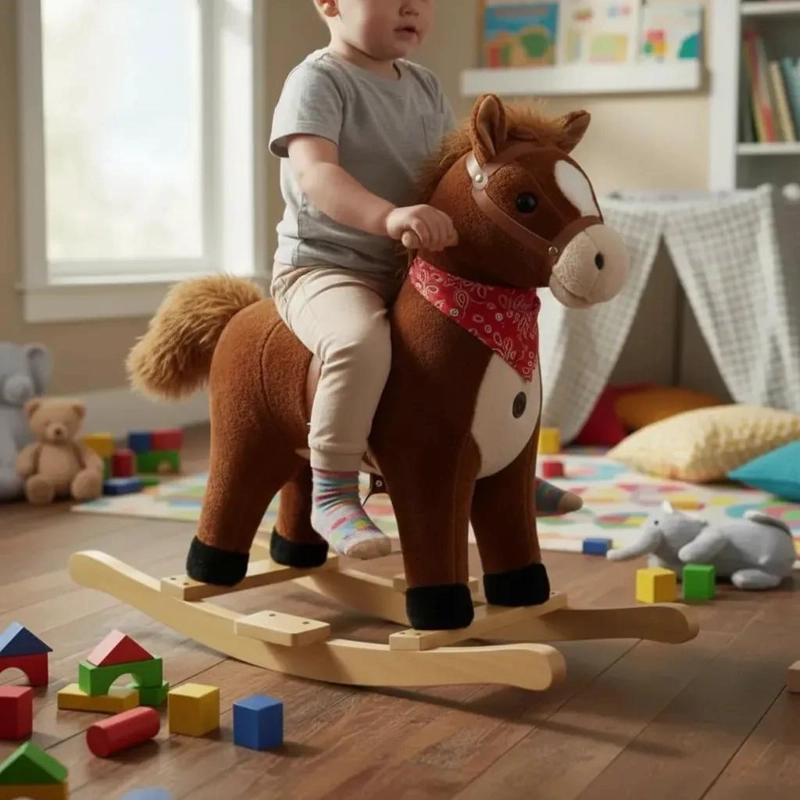 CABALLO BALANCIN MECEDOR DE MADERA CON SONIDO PARA NIÑOS - 4
