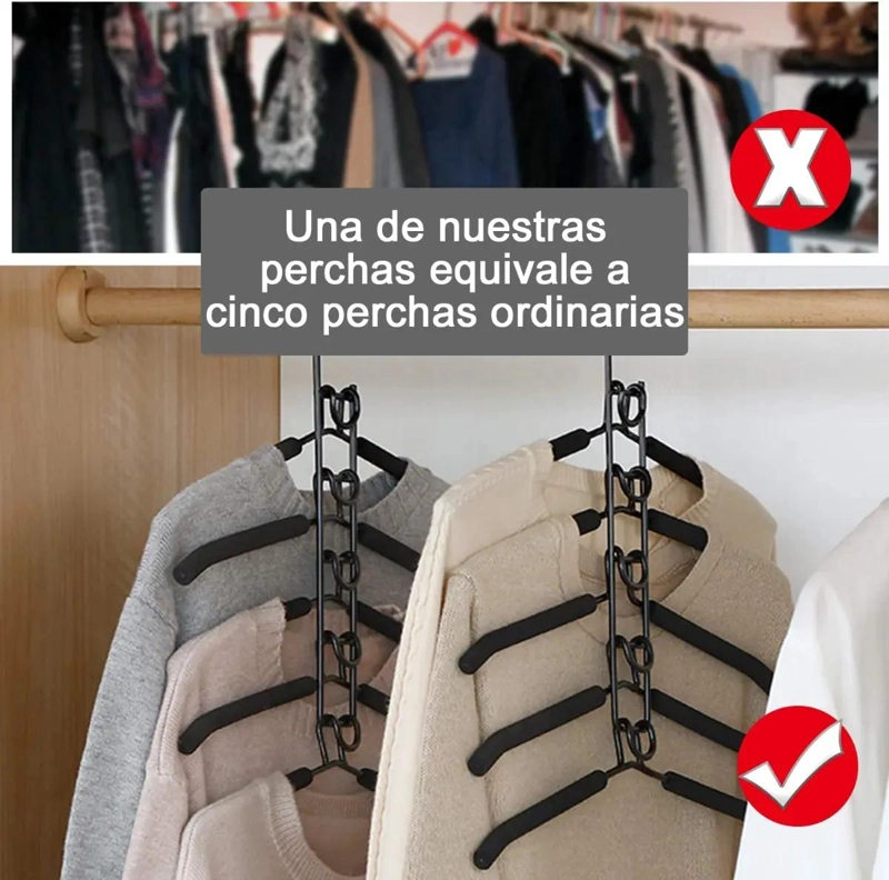 COLGADORES DE ROPA ANTIDESLIZANTES PACK DE 2 PERCHAS MULTIFUNCIONALES - 6