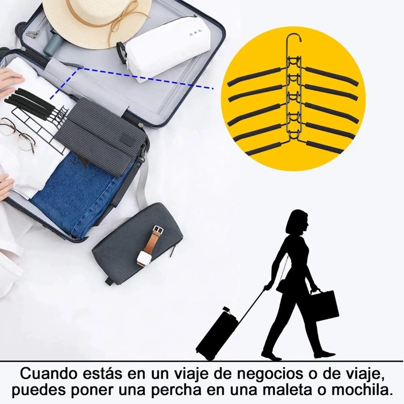 COLGADORES DE ROPA ANTIDESLIZANTES PACK DE 2 PERCHAS MULTIFUNCIONALES - 7