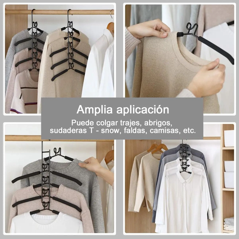 COLGADORES DE ROPA ANTIDESLIZANTES PACK DE 2 PERCHAS MULTIFUNCIONALES - 8