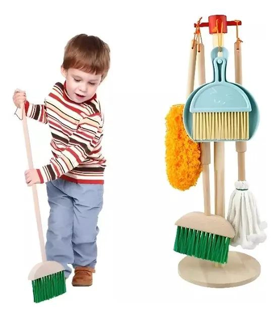 JUEGO DE LIMPIEZA DIDACTICO DE MADERA PARA NIÑOS - 1