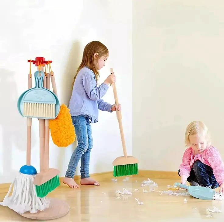 JUEGO DE LIMPIEZA DIDACTICO DE MADERA PARA NIÑOS - 4