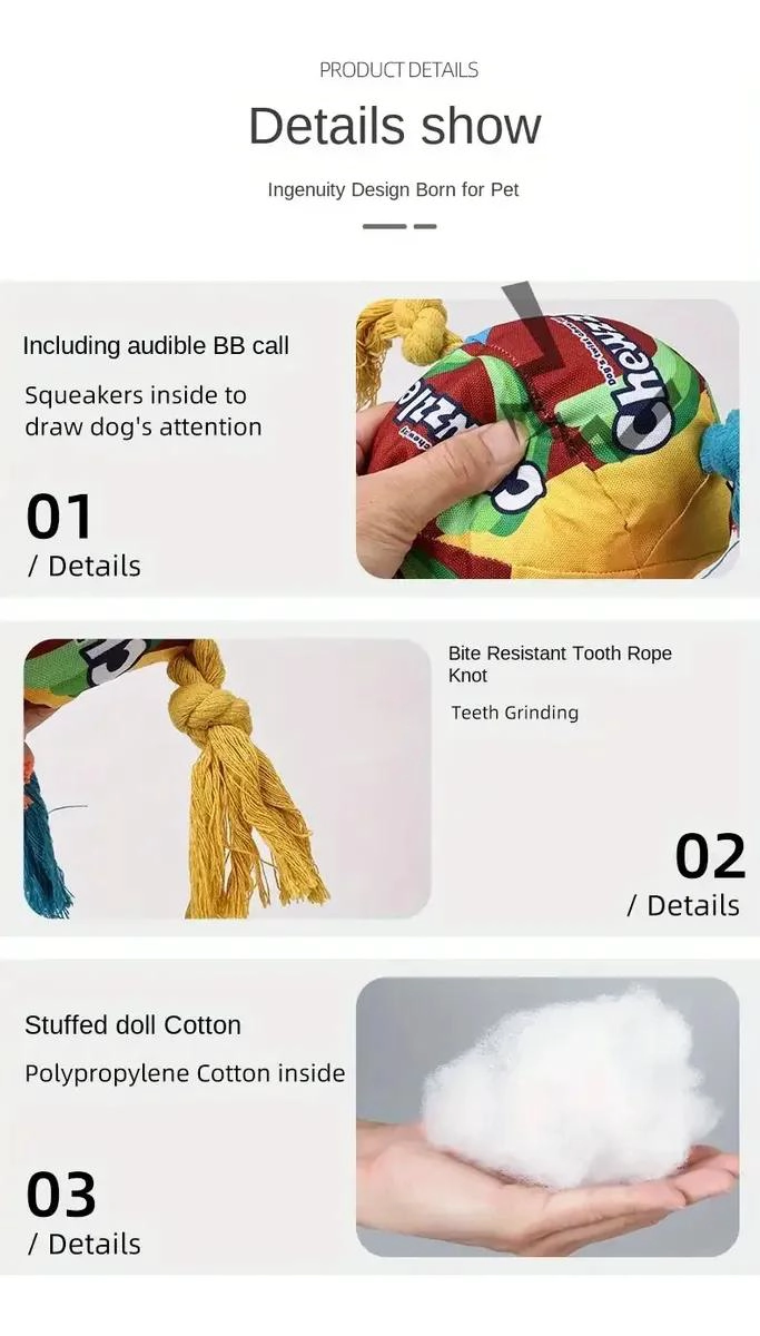 PELOTA MASTICABLE PARA PERROS 14.5CM IDEAL PARA SALUD BUCAL - 3